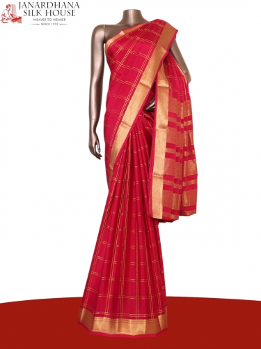 Pure Double Checks Zari Mysore Crepe Silk Saree